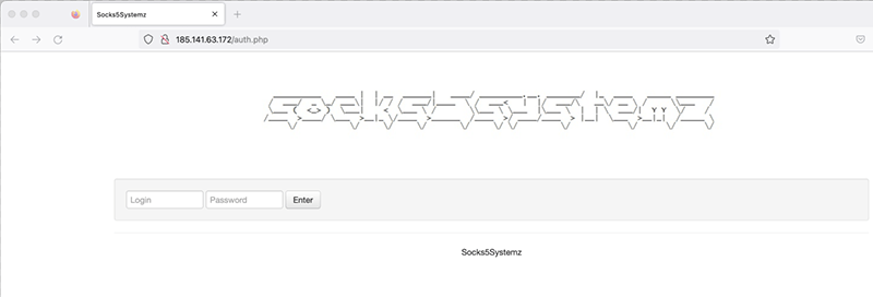 Image 1: The login page of the Socks5systemz backend, or C2, panel