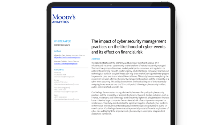 Leveraging Bitsight analytics, Moody's finds that cyber incidents not only impact stock price; they can also contribute to financial risk and credit quality.